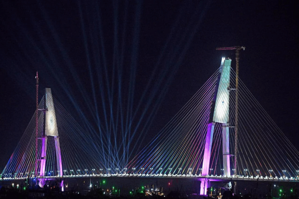 Sudarshan Setu illuminated with Orient LED lights supplied by Phoenix Enterprises, Zirakpur