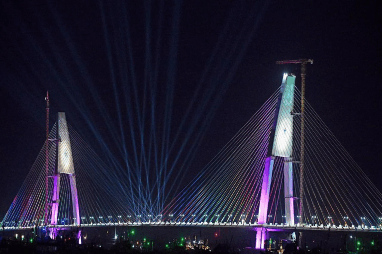 Sudarshan Setu illuminated with Orient LED lights supplied by Phoenix Enterprises, Zirakpur